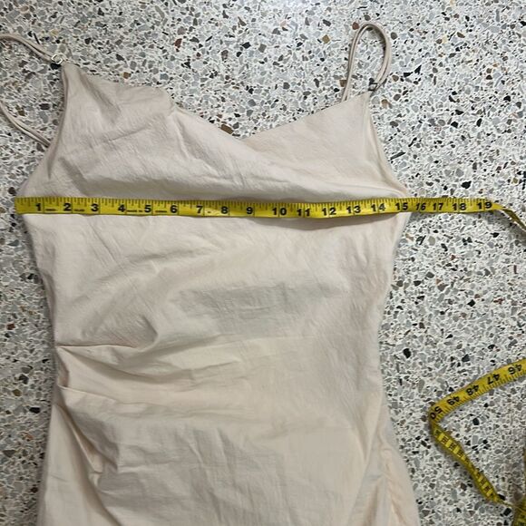 Zara ivory cream midi side zip drape front dress small s adjustable straps - Picture 3 of 4